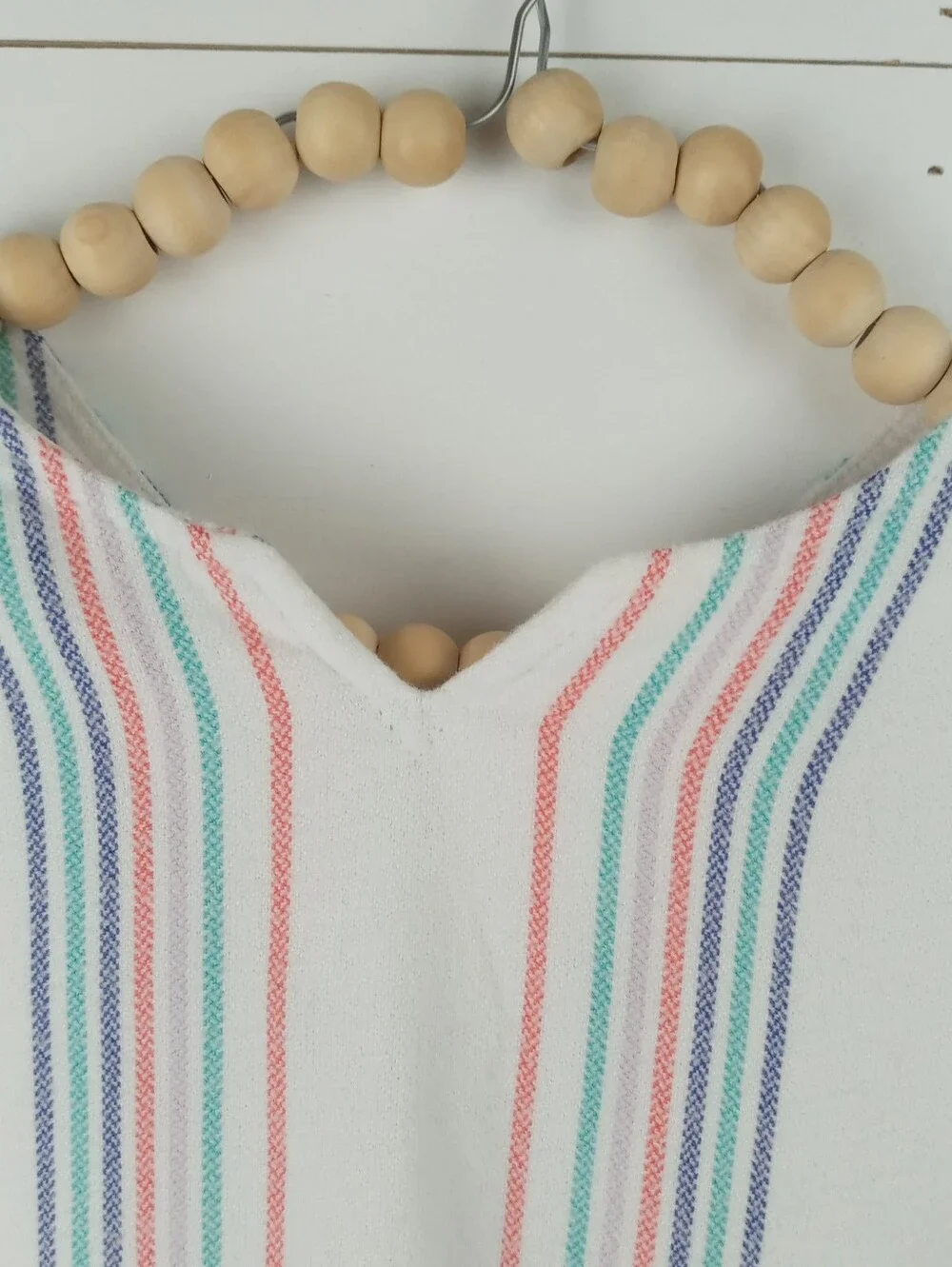 Gymboree girls size 3 white with colorful stripes fringe trim top stripe